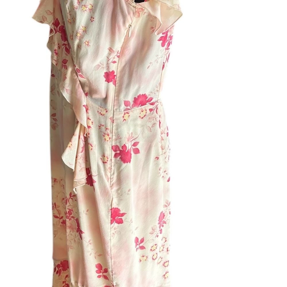 GERARD DAREL WOMANS SILK FLORAL PINK MIDI DRESS SIDED ZIPPER SZ 8.5 US - Picture 6 of 12